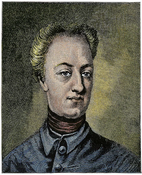 King Charles XII or Carl of Sweden (1682-1718) - Charles XII, King of Sweden. Hand-colored woodcut