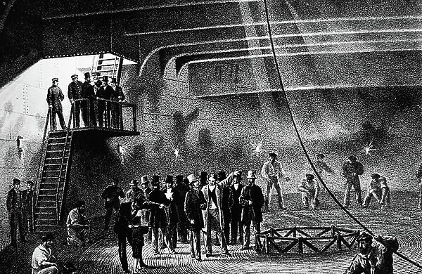 King Edward VII visiting the Great Eastern used during the creation of the Atlantic Telegraph, 1850