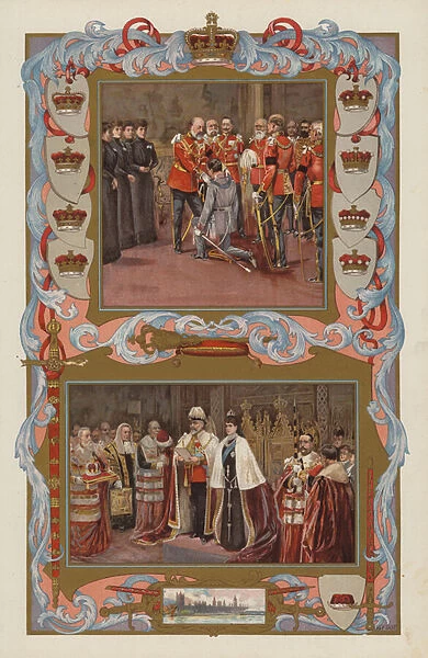 King Edward VIIs first acts as sovereign in 1901 (colour litho)