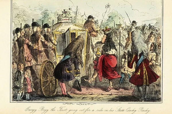 King George I of England boarding the royal coach to Osnabruck on the night of his death, 22 June 1727