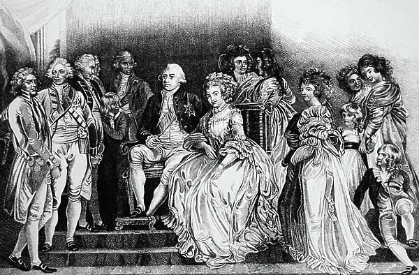 King George III with his Consort Charlotte Sophia and their family, 1850