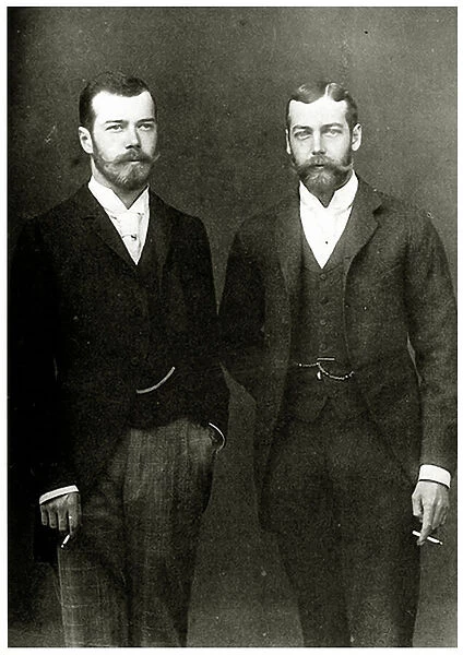 King George V and his cousin tsar Nicolas II, 1893 (b  /  w photo)