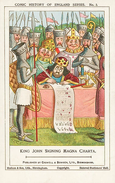 King John signing Magna Carta, 1215 (chromolitho)
