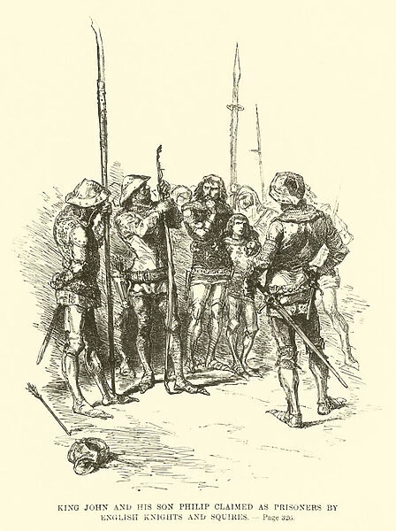 King John and his son Philip claimed as prisoners by English Knights and Squires (engraving)