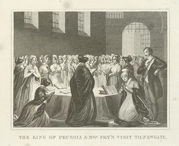 The King of Prussia & Mrs. Frys Visit to Newgate (engraving)