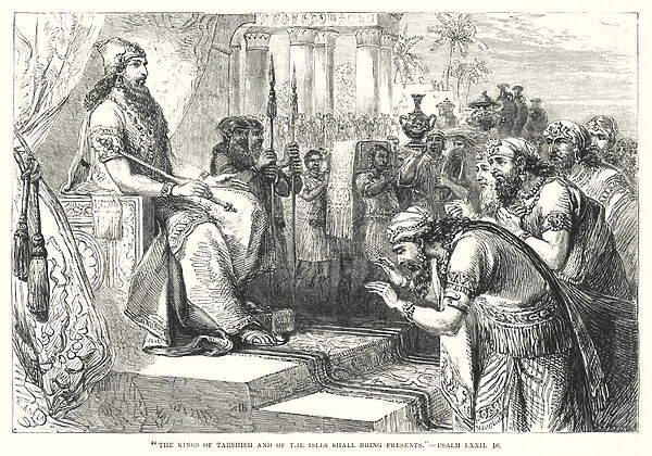 The kings of Tarshish and of the Isles shall bring presents, Psalm LXXII, 10 (engraving)