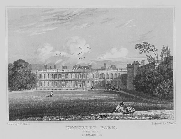 Knowsley Park, West Front, Lancashire (engraving)