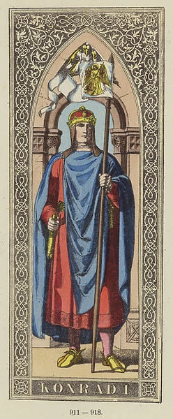 Konrad I, 911-918 (coloured engraving)