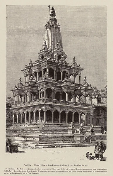 Krishna Mandir, Patan Durbar Square, Lalitpur, Nepal (engraving)