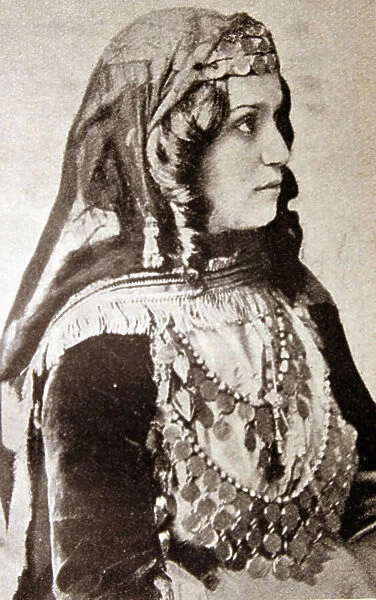 Kuban Cossack woman, in traditional dress in Tsarist Russia circa 1910