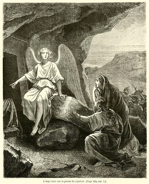 L ange assis sur la pierre du sepulcre (engraving)