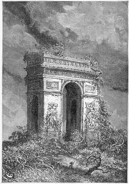 L Arc de Triomphe as a ruin, 19th Century (b  /  w engraving)