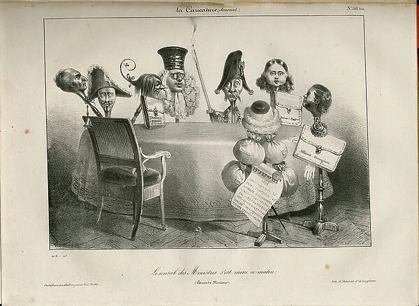 La Caricature (1830) politique, number 56, Satirique en N & B, 1831_5_12: The Council of Ministers met this morning - Council of Ministers, Just Middle