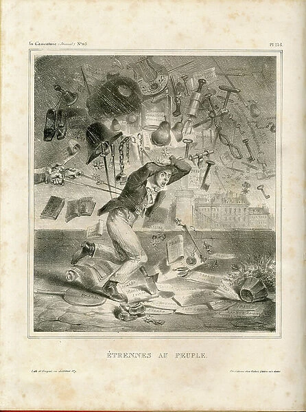 La Caricature Politique (1830), Satirique en N & B, 1833_1_10: Stringers to the People - Just Middle - Pear, People