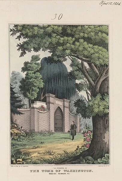 La Fayette at the tomb of Washington - Mount Vernon Va. 1845 (colour lithograph)