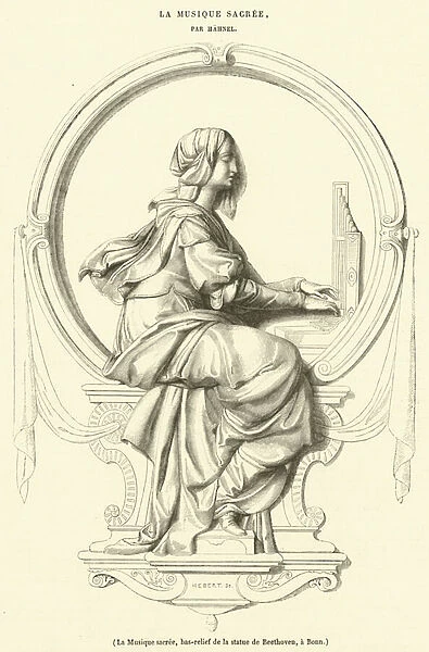 La Musique sacree, bas-relief de la statue de Beethoven, a Bonn (engraving)
