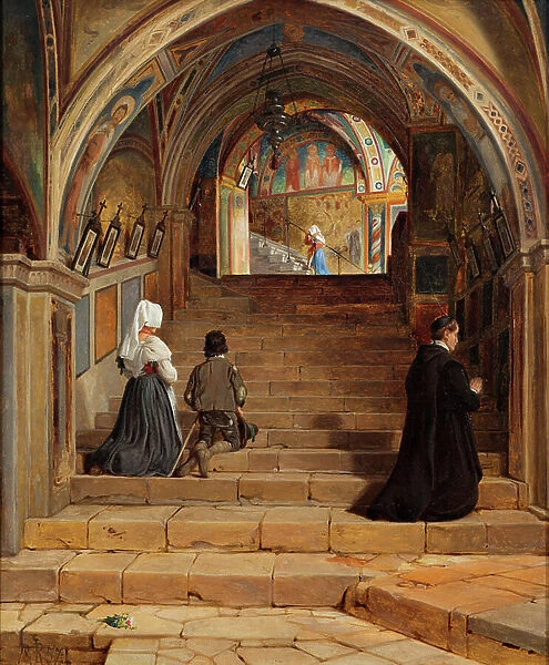 La Scala Santa at the Monastery San Benedetto near Subiaco, 1857 (oil on canvas)