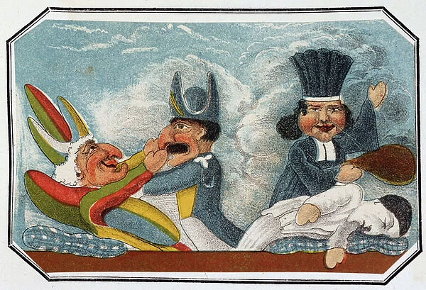 La tragedie d Harlequin - Lithography, from Theatre des marionnettes du jardin des Tuileries, text and drawing by Louis Edmond Duranty (1833-1880), Paris, 1863