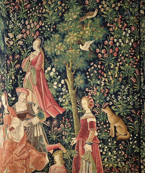 La Vie Seigneuriale: Young women and a fox, c. 1500 (tapestry)