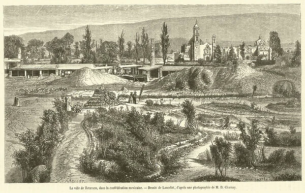 La ville de Tetzcuco, dans la confederation mexicaine (engraving)