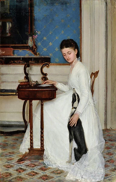 Lady with greyhound, 1874 (oil on board)
