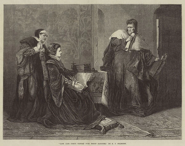 Lady Jane Greys Victory over Bishop Gardiner (engraving)