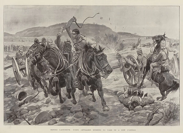 Before Ladysmith, Horse Artillery rushing to take up a New Position (litho)