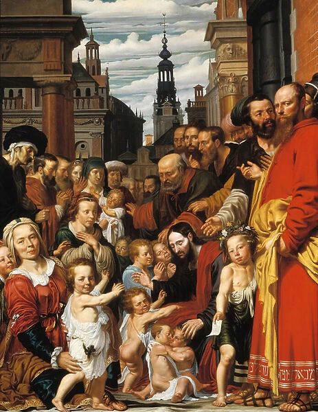 'Laissez venir a moi les petits enfants'Jesus accueille les enfants - Peinture de Werner Jacobsz van den Valckert (vers 1585-vers 1635) 1620 Museum Catharijneconvent, Utrecht Allemagne