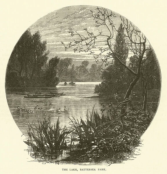 The Lake, Battersea Park (engraving)