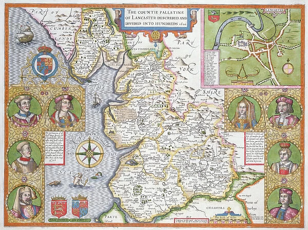 Lancashire in 1610, from John Speeds Theatre of the Empire of Great Britaine
