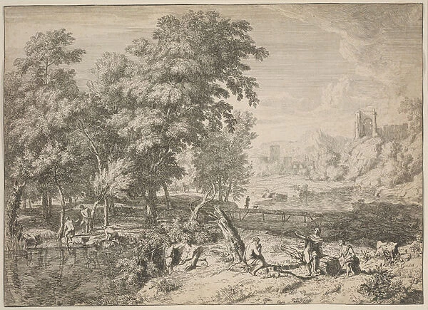 Landscape with bathers (etching)