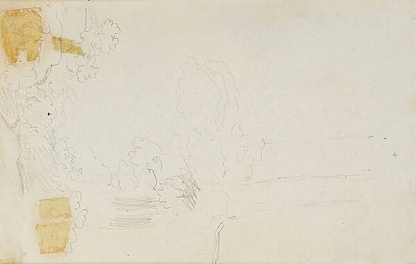 A landscape and trees (verso), 1802 (watercolour, graphite)