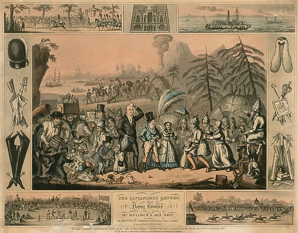 The Laplanders Return to their Native Country under the care of Mr Bullock and his son (coloured engraving)