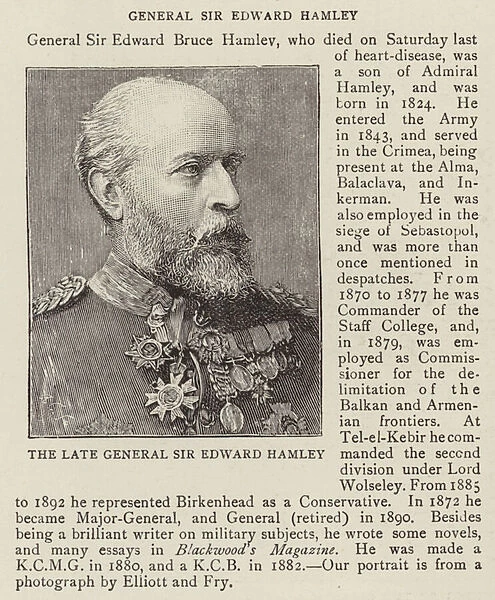 The Late General Sir Edward Hamley (engraving)