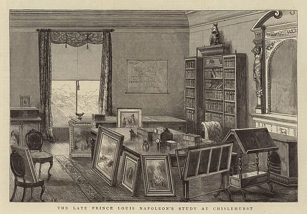 The Late Prince Louis Napoleons Study at Chislehurst (engraving)
