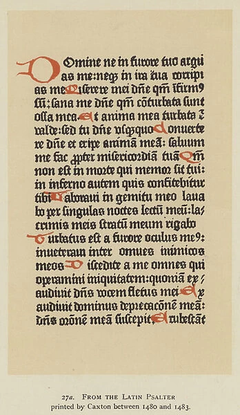 From the Latin Psalter printed by Caxton between 1480 and 1483 (litho)