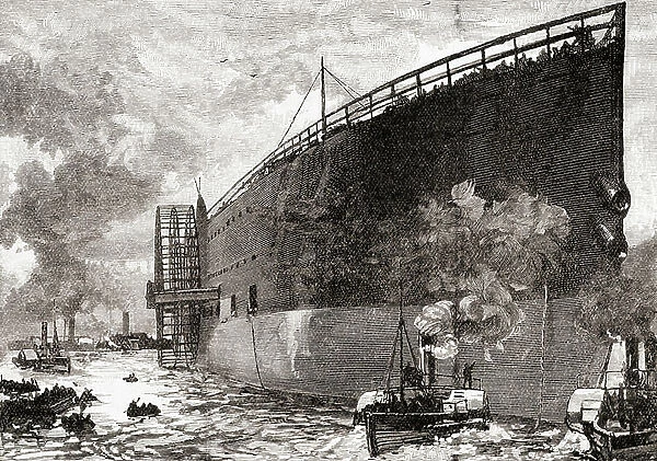 The launch of the SS Great Eastern in 1858