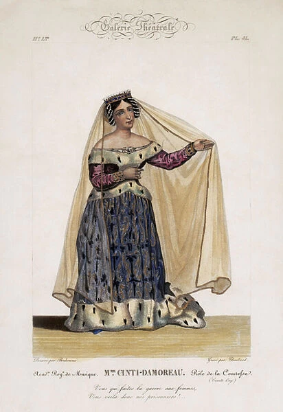 Laure Cinti-Damoreau, French soprano, as la Comtesse in Gioacchino Rossinis opera Comte Ory at the Academie Royale de Musique