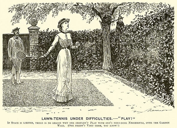 Lawn-Tennis under Difficulties, 'Play!'(engraving)