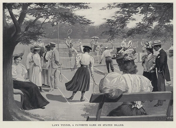 Lawn Tennis, a Favorite Game on Staten Island (litho)