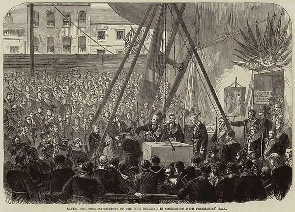 Laying the Foundation-Stone of the New Building in Connection with Freemasons Hall (engraving)
