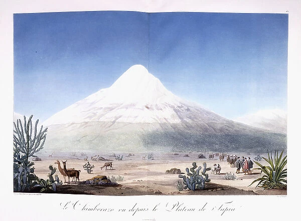 Le Chimborazo vu depuis le Plateau de Tapia, 1810-1814 (colour-printed aquatint)