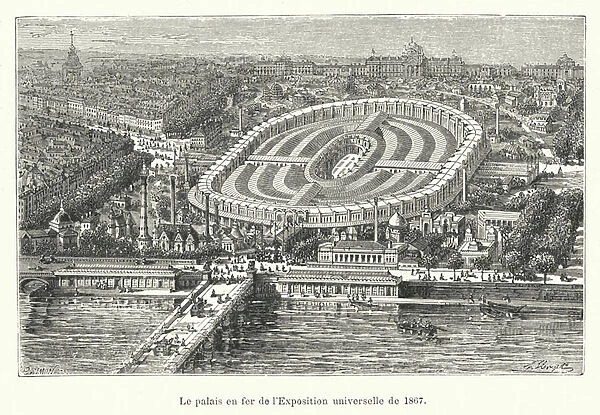 Le palais en fer de l Exposition universelle de 1867 (engraving)