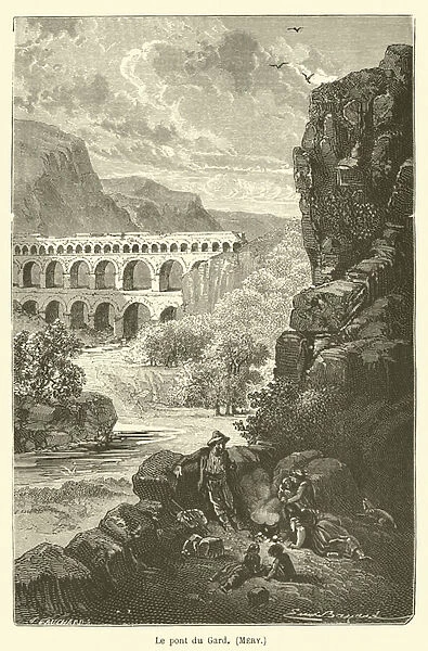 Le pont du Gard, Mery (engraving)