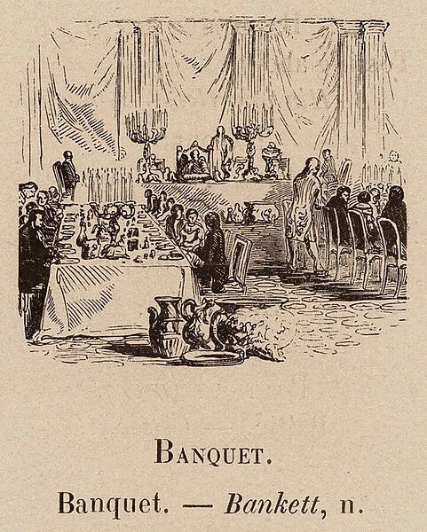Le Vocabulaire Illustre: Banquet; Bankett (engraving)