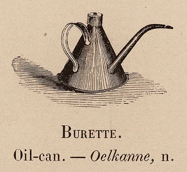 Le Vocabulaire Illustre: Burette; Oil-can; Oelkanne (engraving)