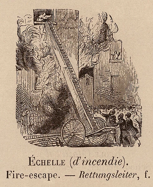 Le Vocabulaire Illustre: Echelle (d incendie); Fire-escape; Rettungsleiter (engraving)