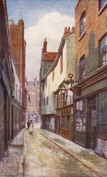 Leather Lane, looking South towards Holborn, 1897 (colour litho)