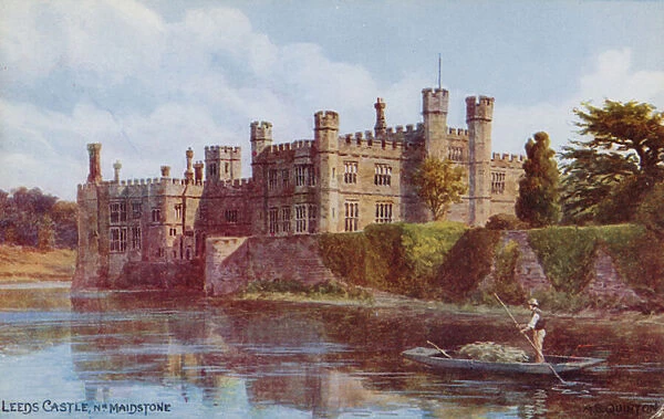 Leeds Castle near Maidstone (colour litho)