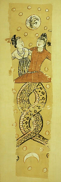 The legend of Fu-hsi and Nu-wa, Astana, 7th century, (painting on silk)
